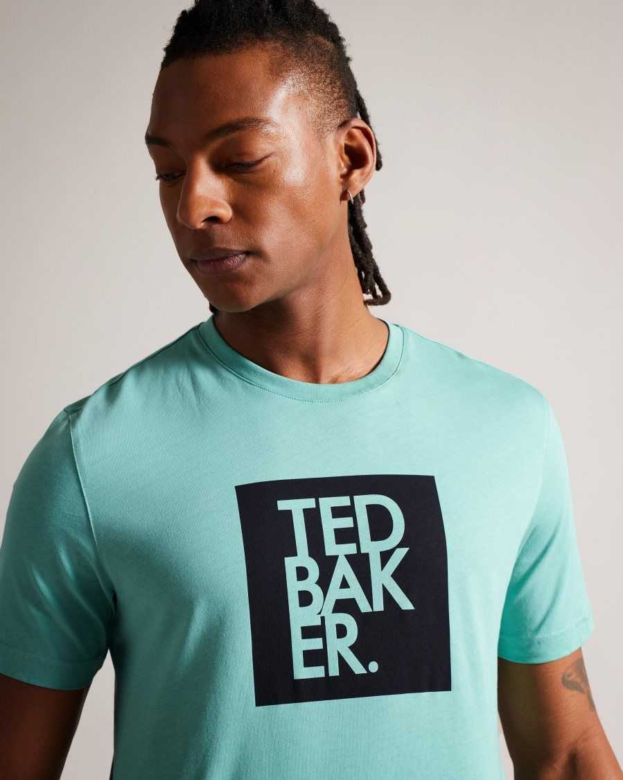 Ted Baker Rofata Short Sleeve Square Logo Graphic T-Shirt Mint | 2640918-XR