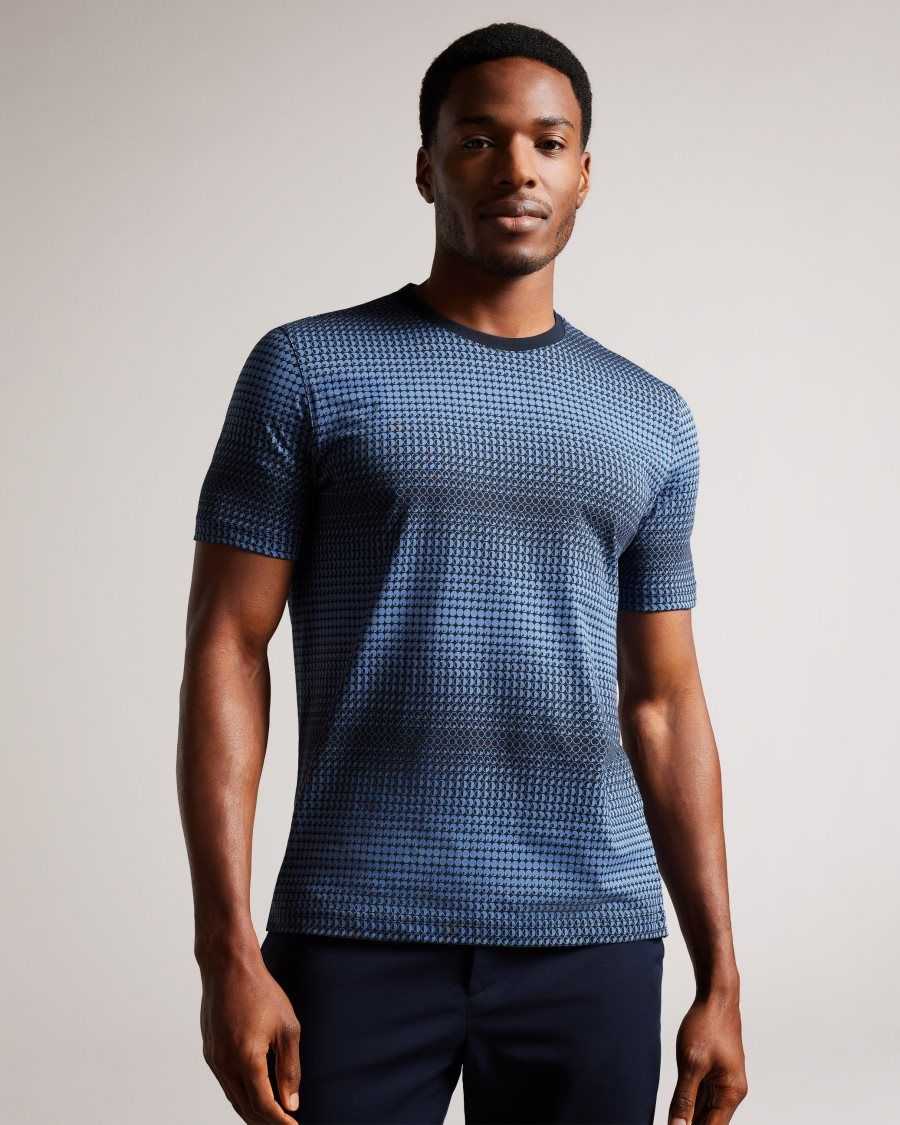 Ted Baker Ronete Regular Fit Geometric T-Shirt Dark Blue | 1763840-XI