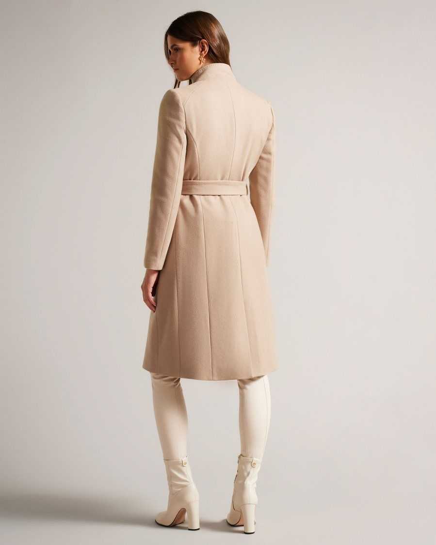 Ted Baker Rose Wool Wrap Coat Camel | 5167049-YO