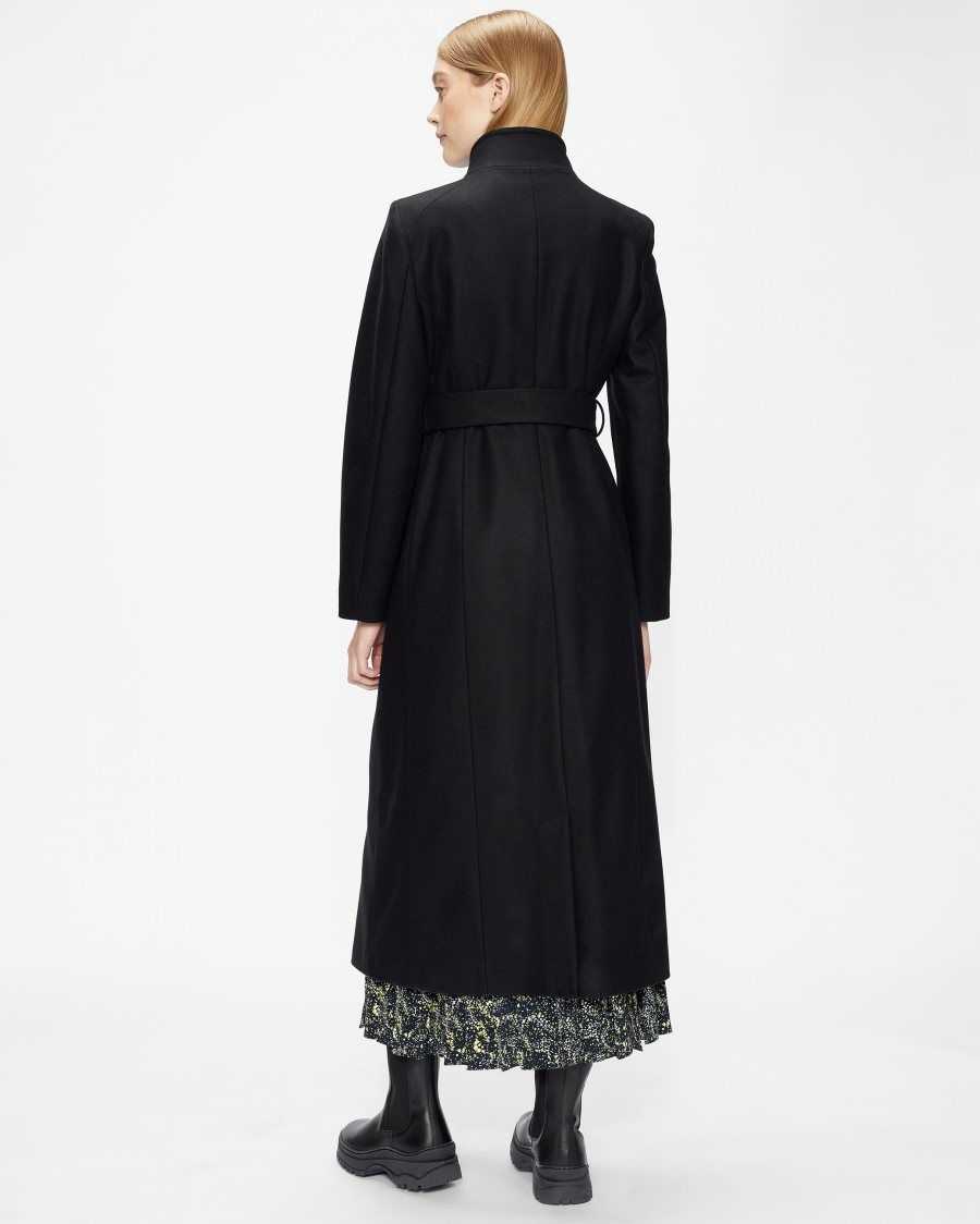 Ted Baker Rosell Long Length Wool Wrap Coat Black | 8163597-UJ