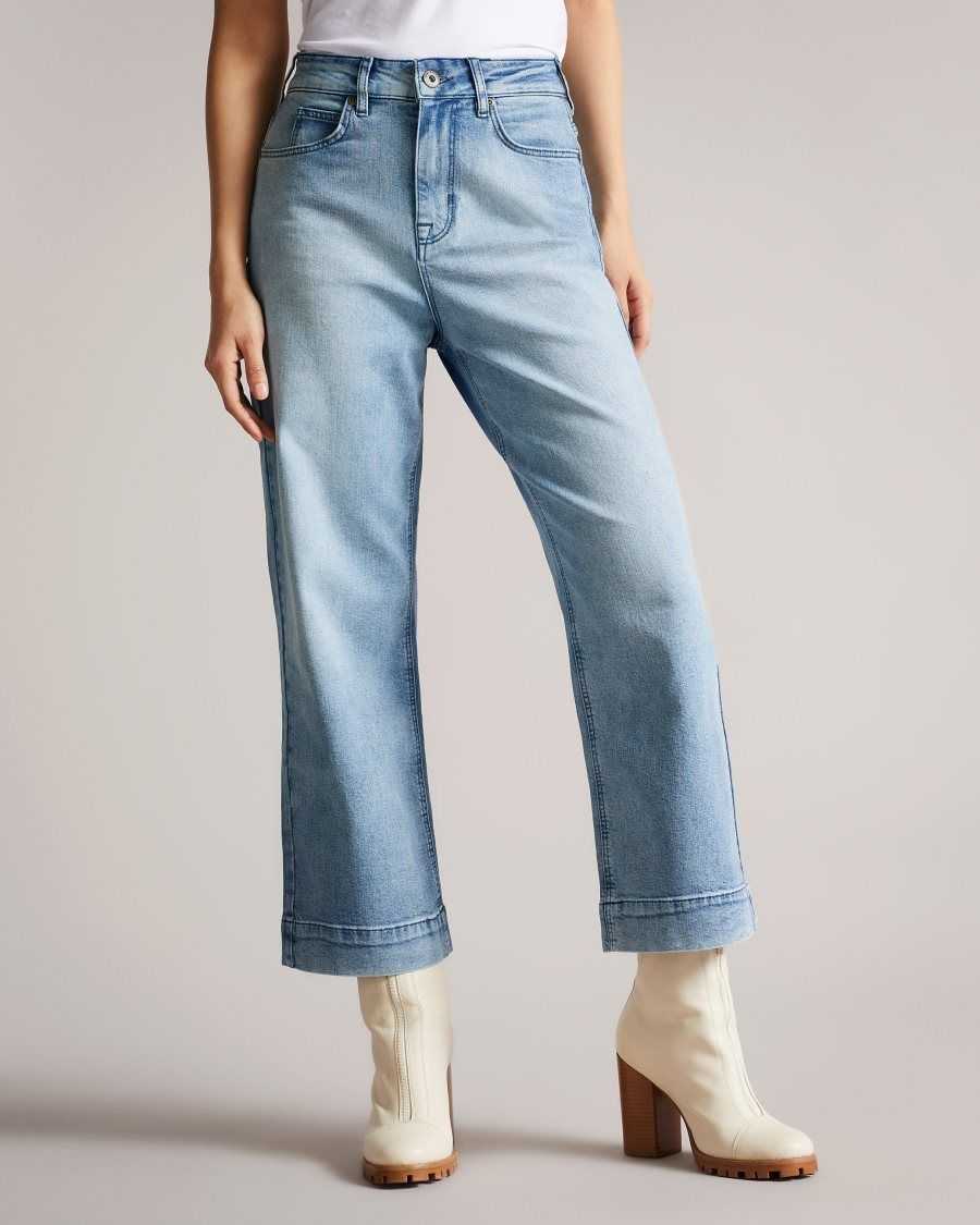 Ted Baker Roseum Wide Leg Cropped Denim Jeans Light Wash | 9235470-SL