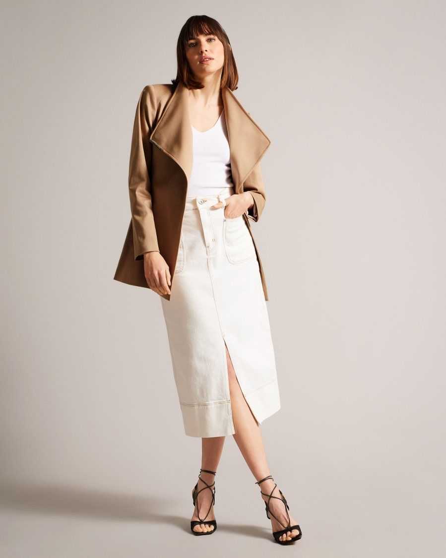 Ted Baker Rosiaas Short Wrap Trench Coat Brown-Tan | 0382756-JA