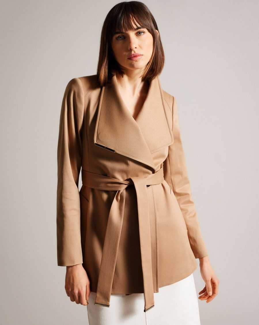 Ted Baker Rosiaas Short Wrap Trench Coat Brown-Tan | 0382756-JA