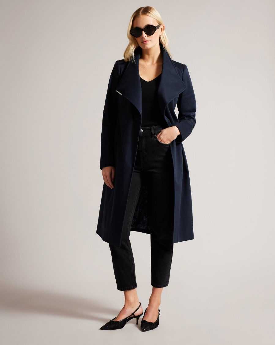 Ted Baker Rosina Midi Length Wrap Trench Coat Dark Blue | 0823659-CG