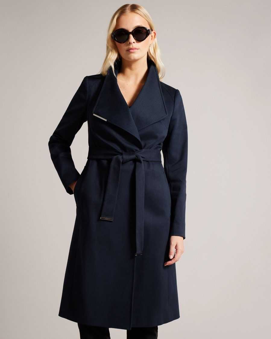 Ted Baker Rosina Midi Length Wrap Trench Coat Dark Blue | 0823659-CG