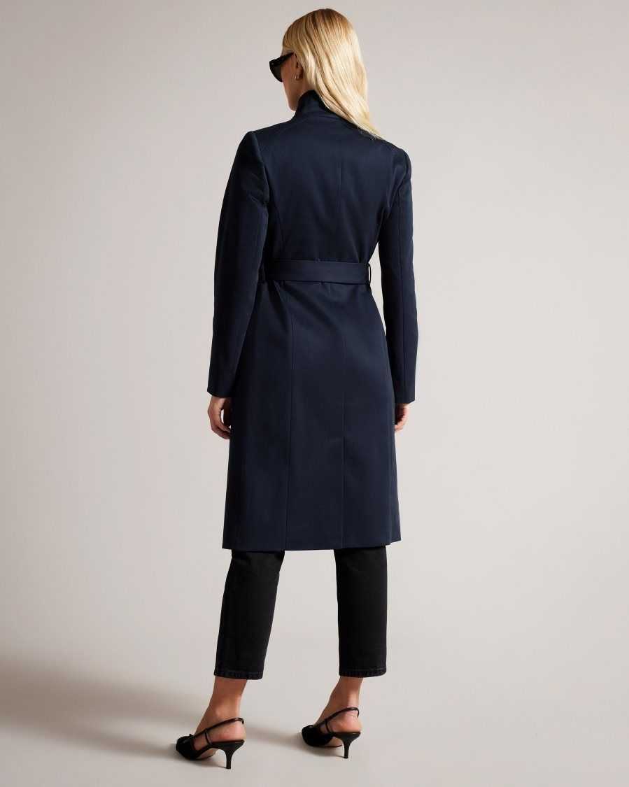 Ted Baker Rosina Midi Length Wrap Trench Coat Dark Blue | 0823659-CG