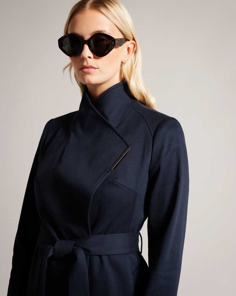 Ted Baker Rosina Midi Length Wrap Trench Coat Dark Blue | 0823659-CG