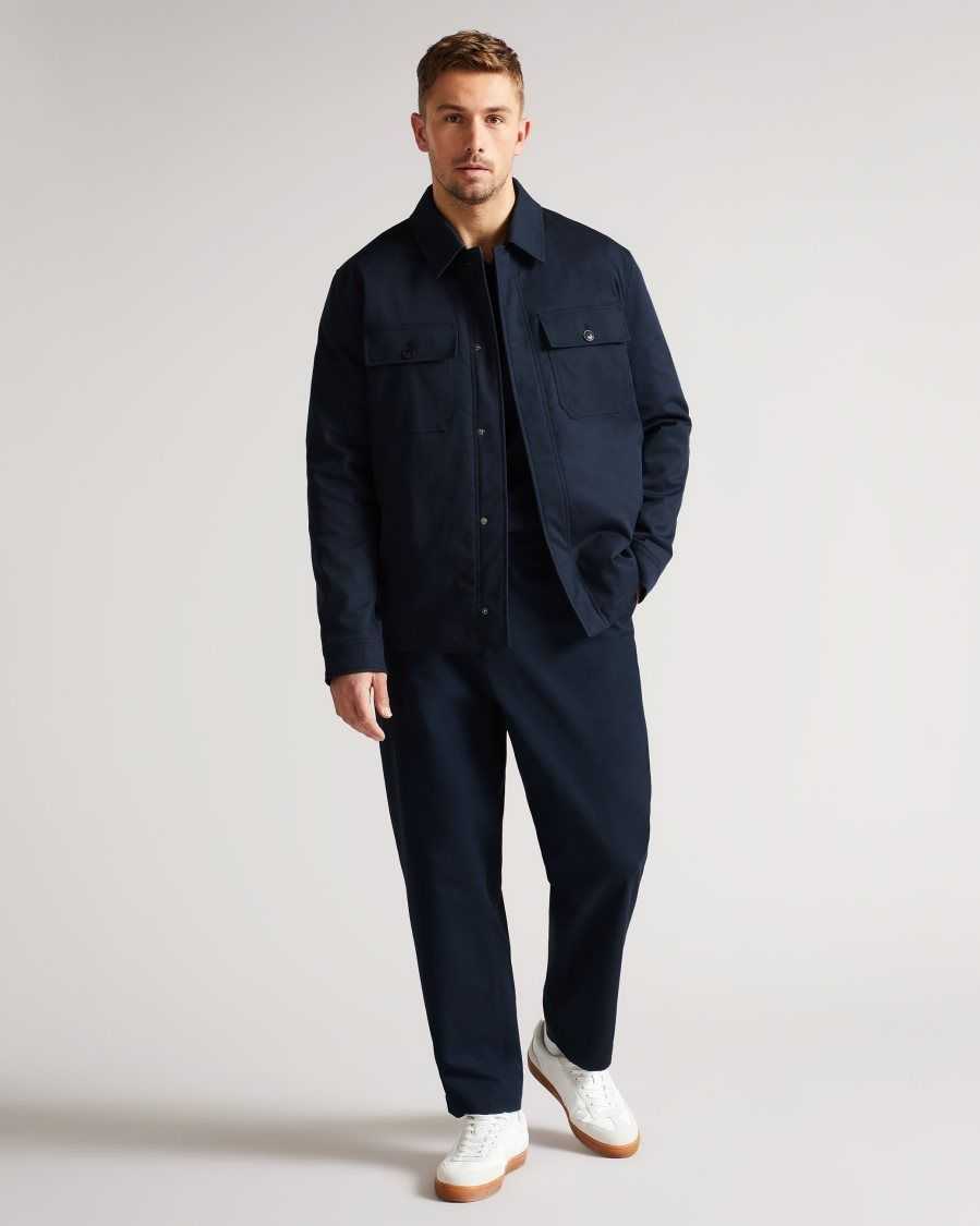 Ted Baker Roster Cavalry Twill Wadded Jacket Dark Navy | 5398610-AR