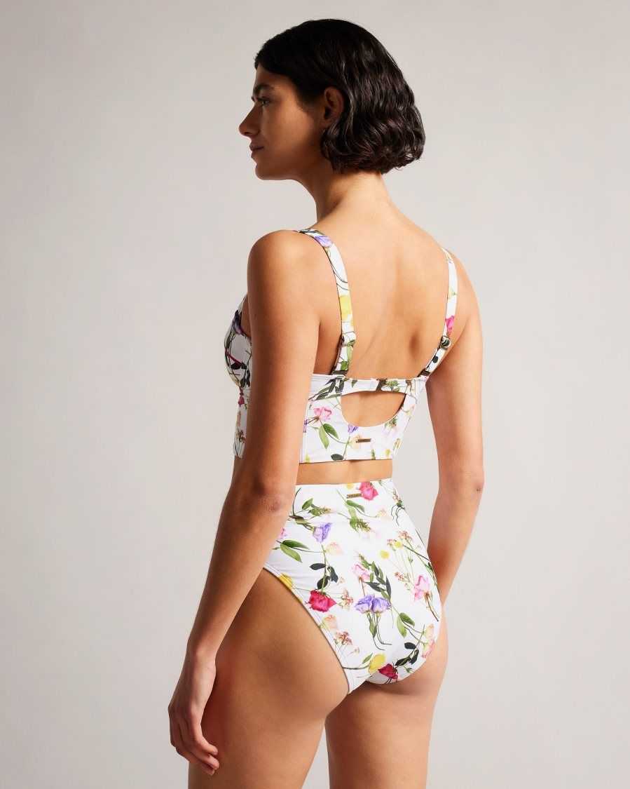 Ted Baker Royella Longline Floral Bikini Top White | 5671290-NQ