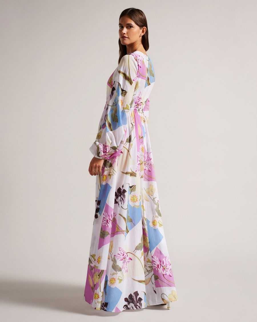 Ted Baker Rozlyn Floaty Floral Maxi Cover Up White | 8175309-GH