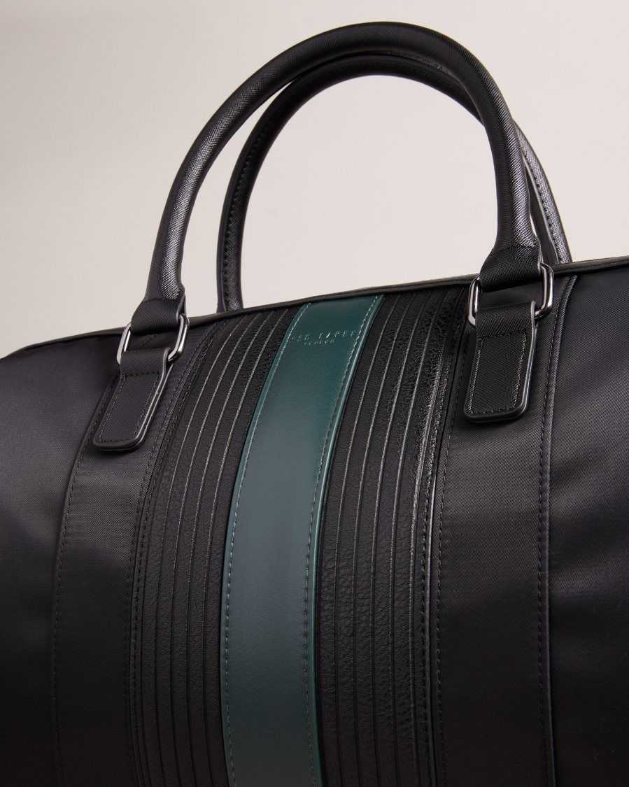 Ted Baker Rucks Core Twill PU Striped Holdall Black | 7438061-AX