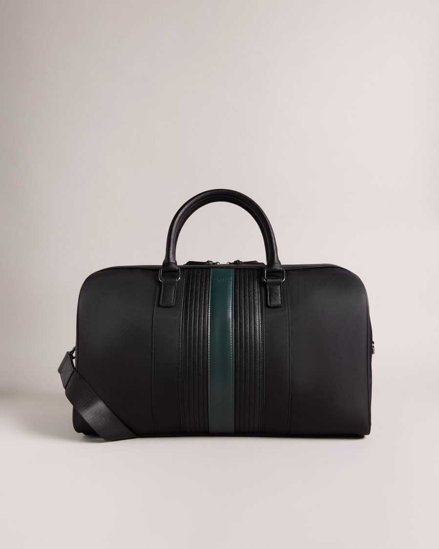 Ted Baker Rucks Core Twill PU Striped Holdall Black | 7438061-AX