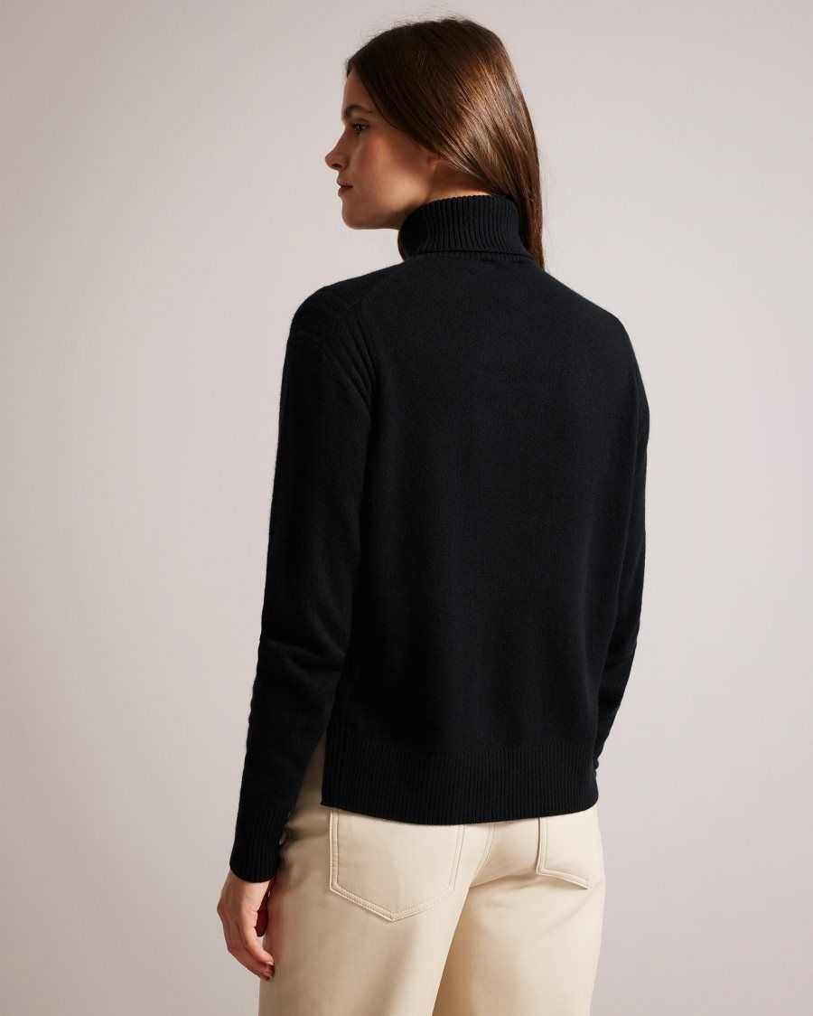 Ted Baker Ruthell Organic Cashmere Roll Neck Jumper Black | 1375482-YB