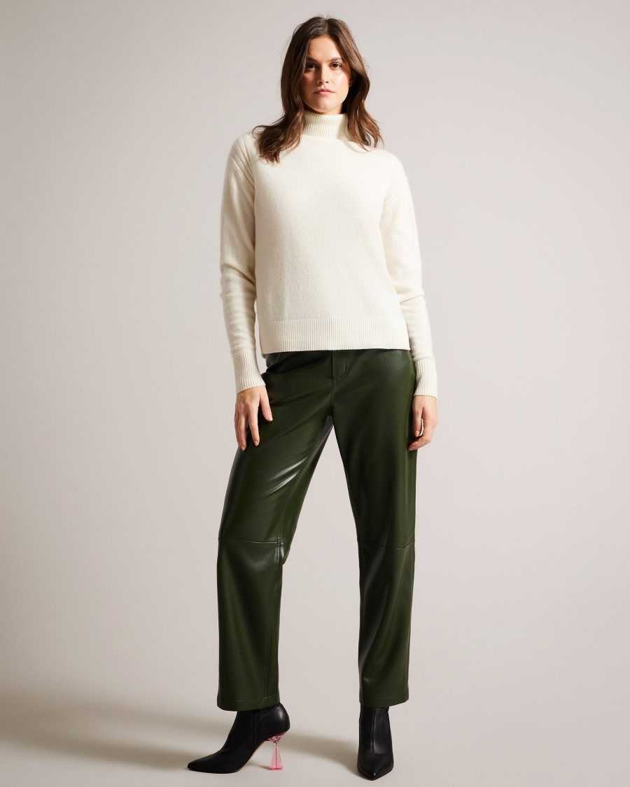 Ted Baker Ruthell Organic Cashmere Roll Neck Jumper Ivory | 2163097-GV