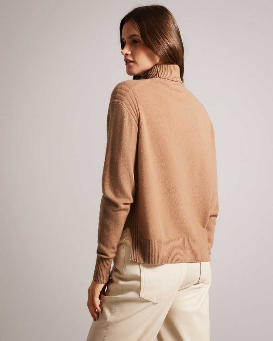 Ted Baker Ruthell Organic Cashmere Roll Neck Jumper Camel | 3258904-TV