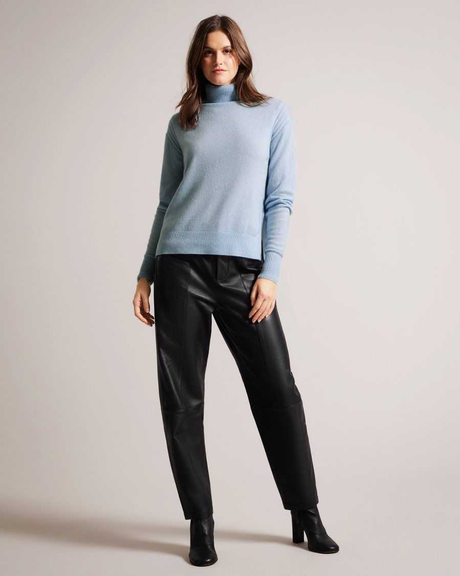 Ted Baker Ruthell Organic Cashmere Roll Neck Jumper Light Blue | 5916804-JU