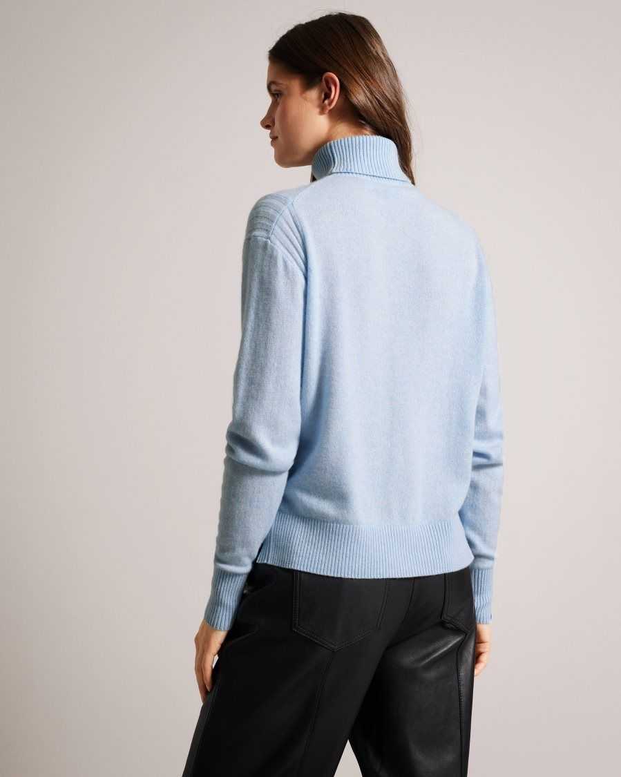 Ted Baker Ruthell Organic Cashmere Roll Neck Jumper Light Blue | 5916804-JU