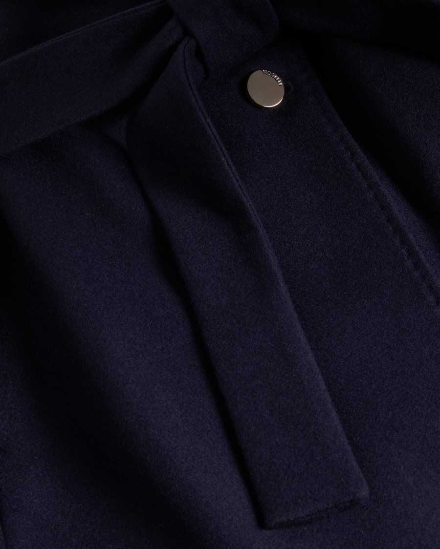 Ted Baker Rytaa SHORT WOOL WRAP COAT Dark Navy | 0895137-RV