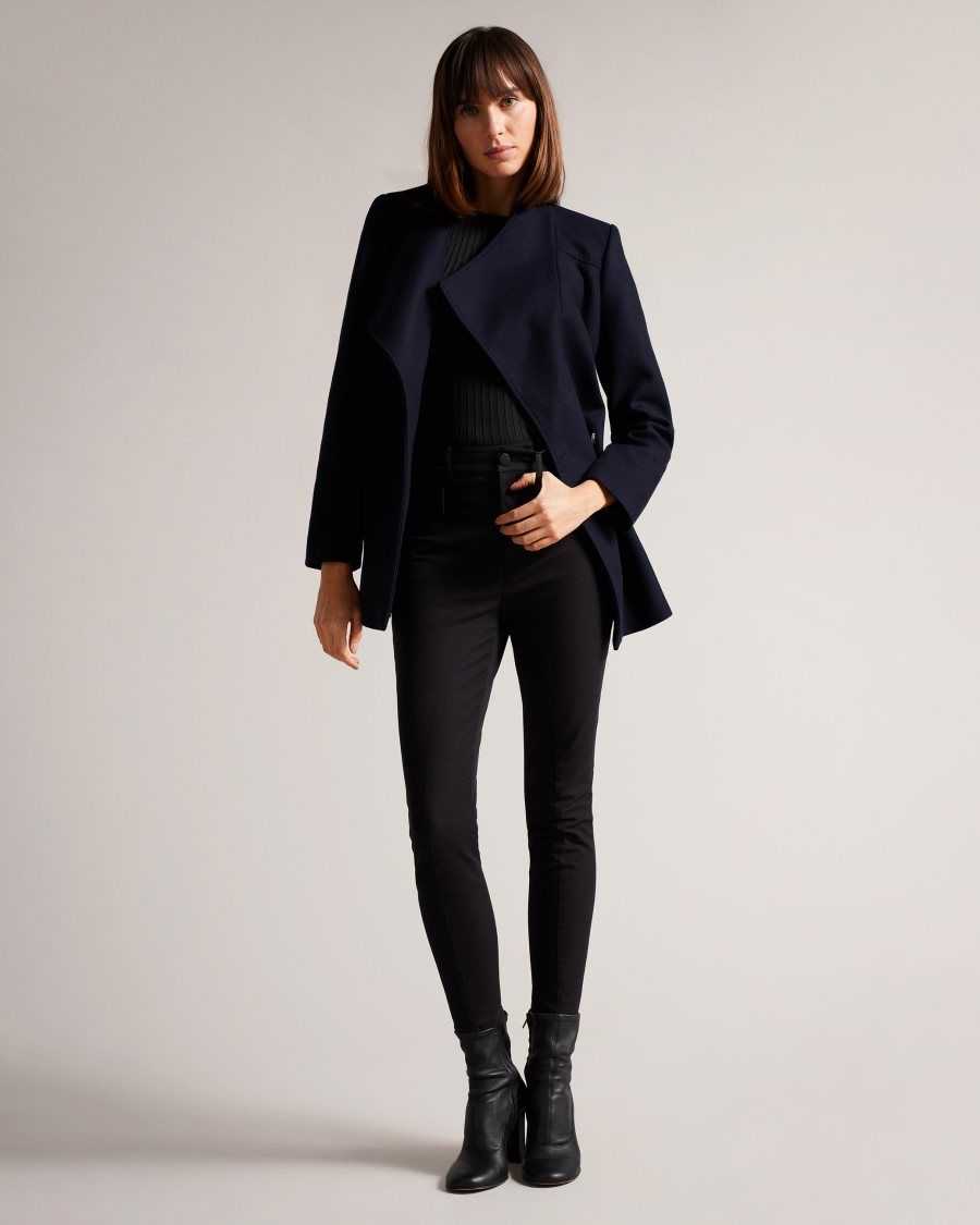 Ted Baker Rytaa SHORT WOOL WRAP COAT Dark Navy | 0895137-RV