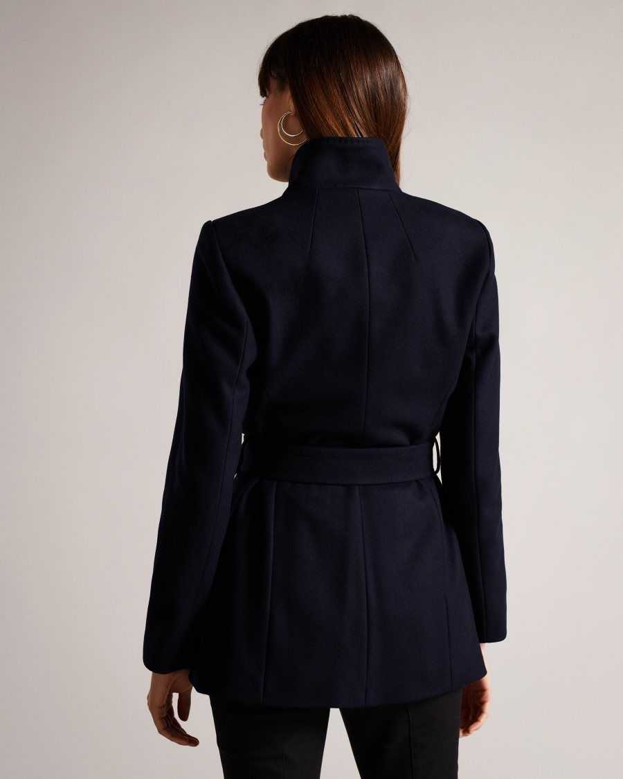 Ted Baker Rytaa SHORT WOOL WRAP COAT Dark Navy | 0895137-RV