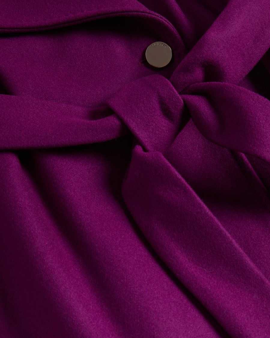 Ted Baker Rytaa SHORT WOOL WRAP COAT Purple | 6025348-KC