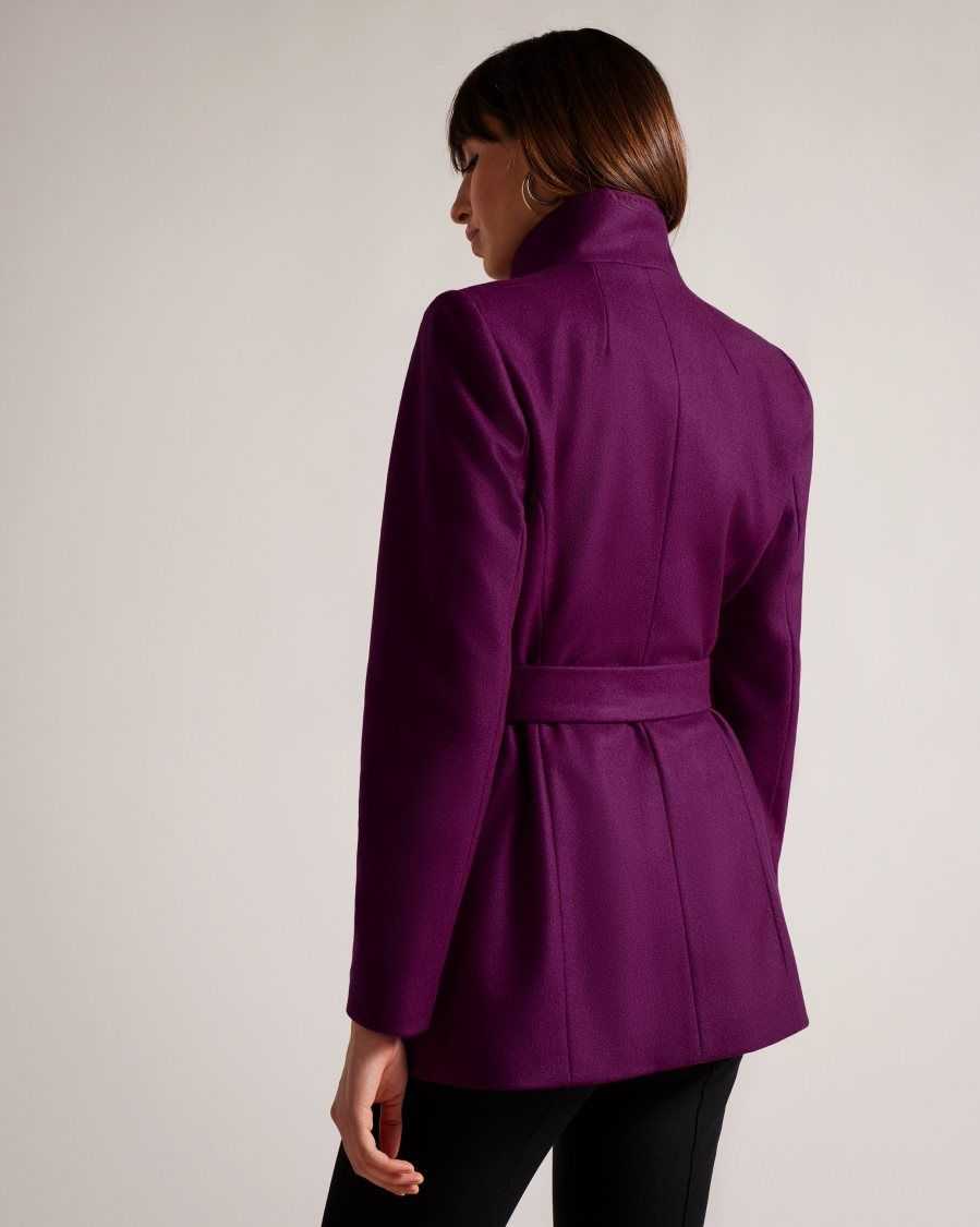 Ted Baker Rytaa SHORT WOOL WRAP COAT Purple | 6025348-KC