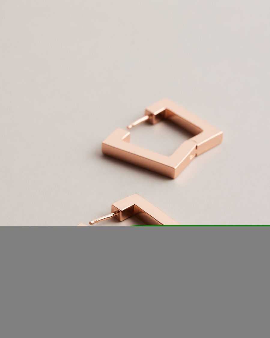 Ted Baker Saadiey Large Square Hinge Earrings Rose Gold Colour | 3217456-GO