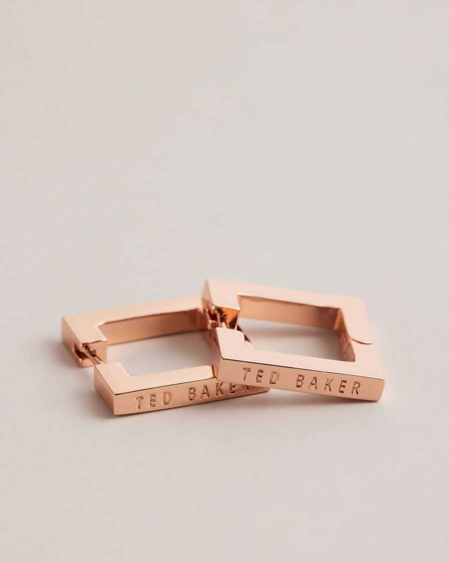 Ted Baker Saadiey Large Square Hinge Earrings Rose Gold Colour | 3217456-GO