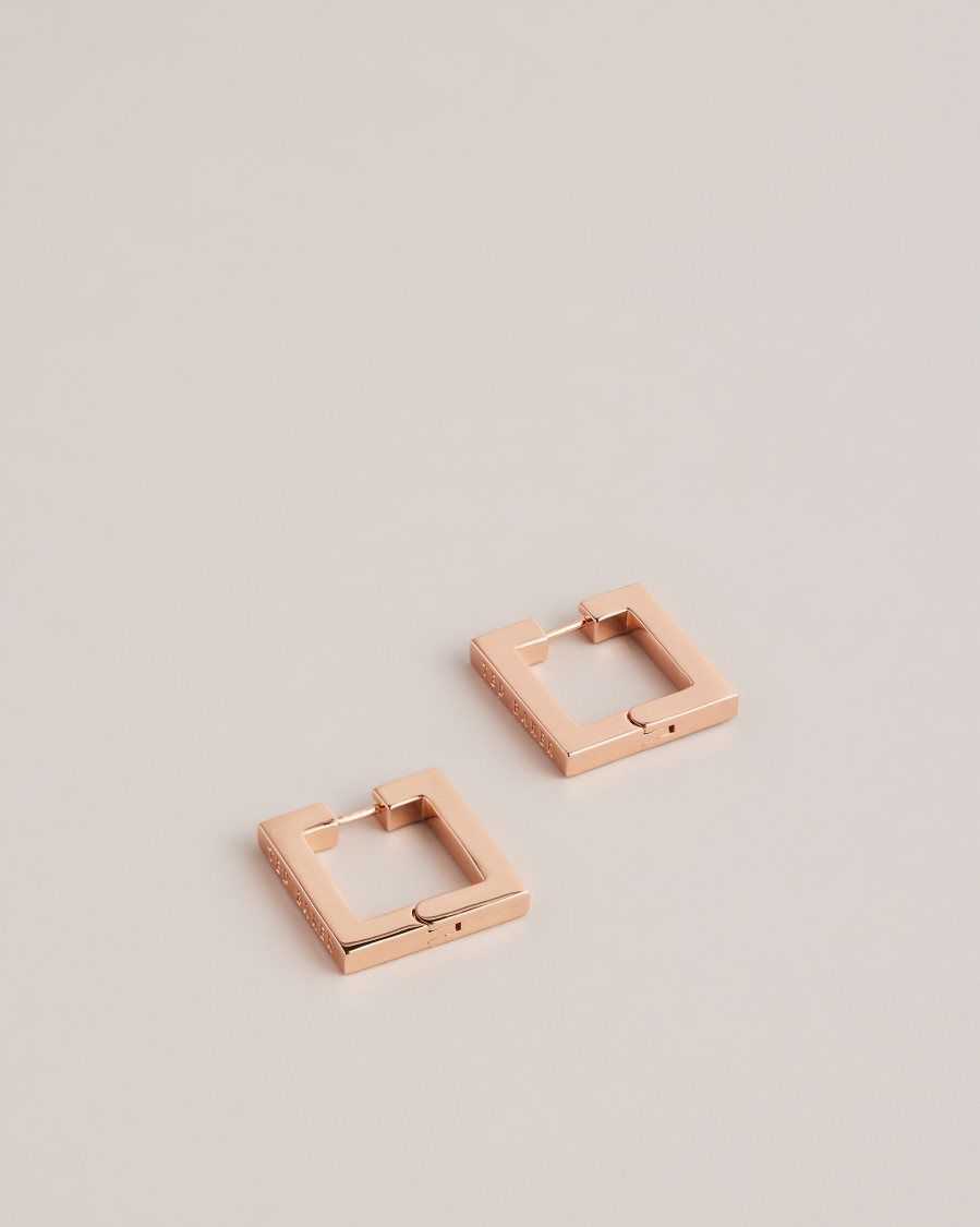 Ted Baker Saadiey Large Square Hinge Earrings Rose Gold Colour | 3217456-GO