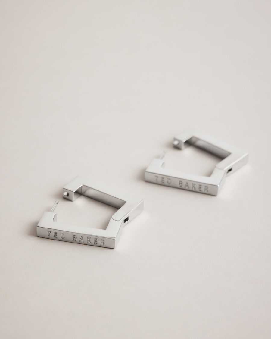 Ted Baker Saadiey Large Square Hinge Earrings Silver Colour | 5869103-CS