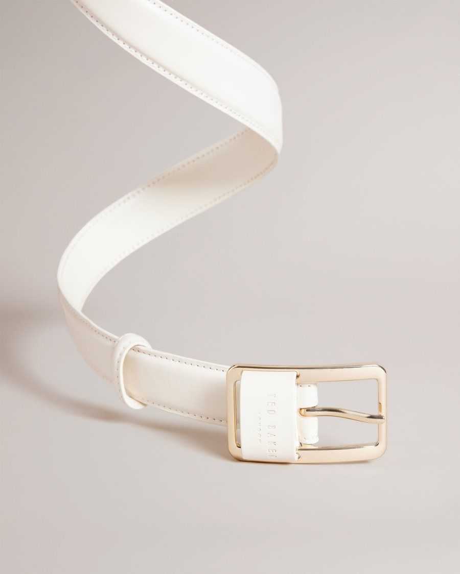 Ted Baker Saaman Leather Loop Buckle Belt Ecru | 6053842-RF