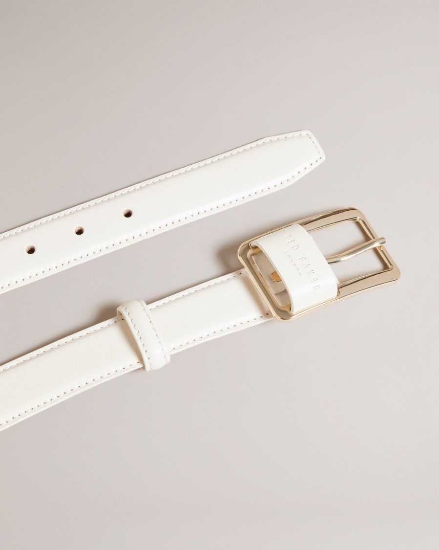 Ted Baker Saaman Leather Loop Buckle Belt Ecru | 6053842-RF