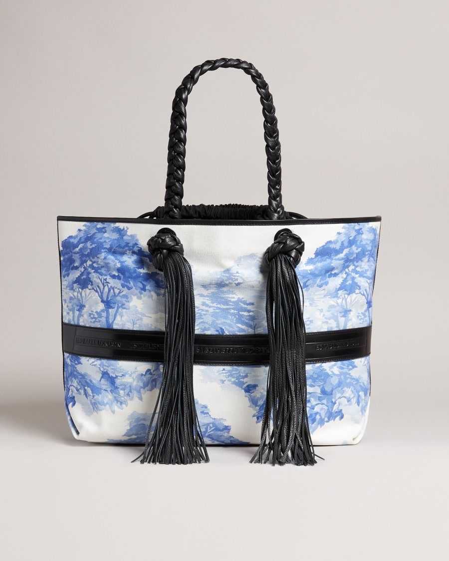 Ted Baker Sable New Romantic Tassel Tote Bag White | 0846135-OB