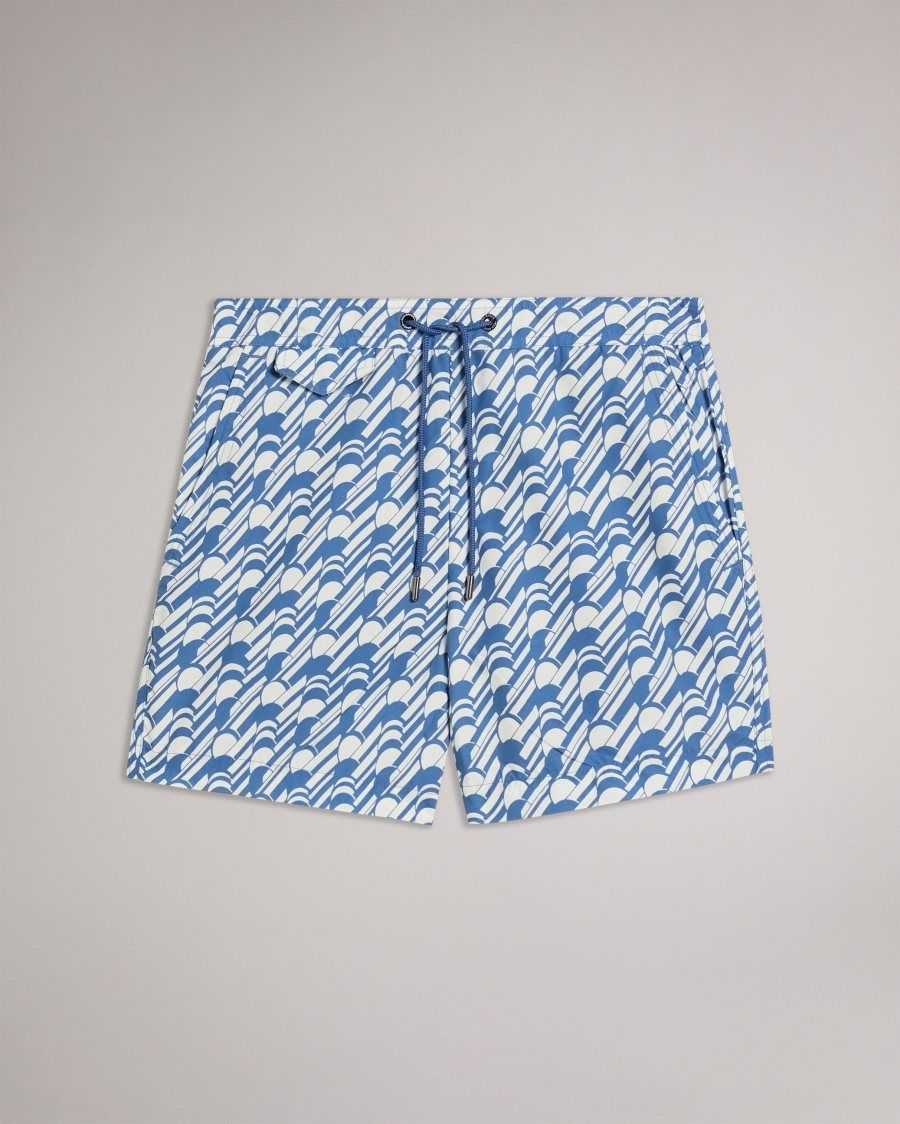 Ted Baker Salco Mid Scale Geometric Swim Shorts Dark Blue | 4701985-QV