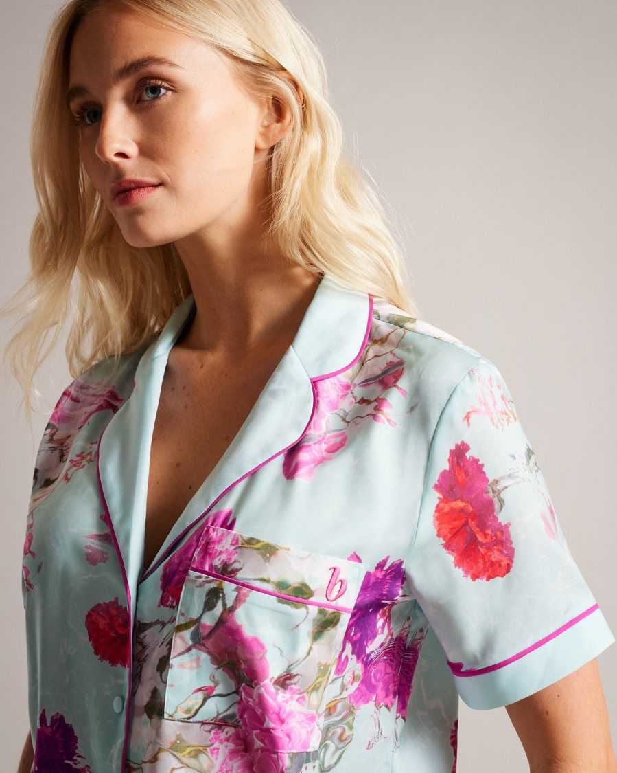 Ted Baker Salyyy Floral Shirt And Shorts Pyjama Set Green | 4659210-AJ