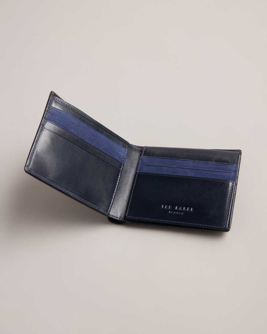 Ted Baker Sammed Folded Leather Wallet Navy | 7328094-HX