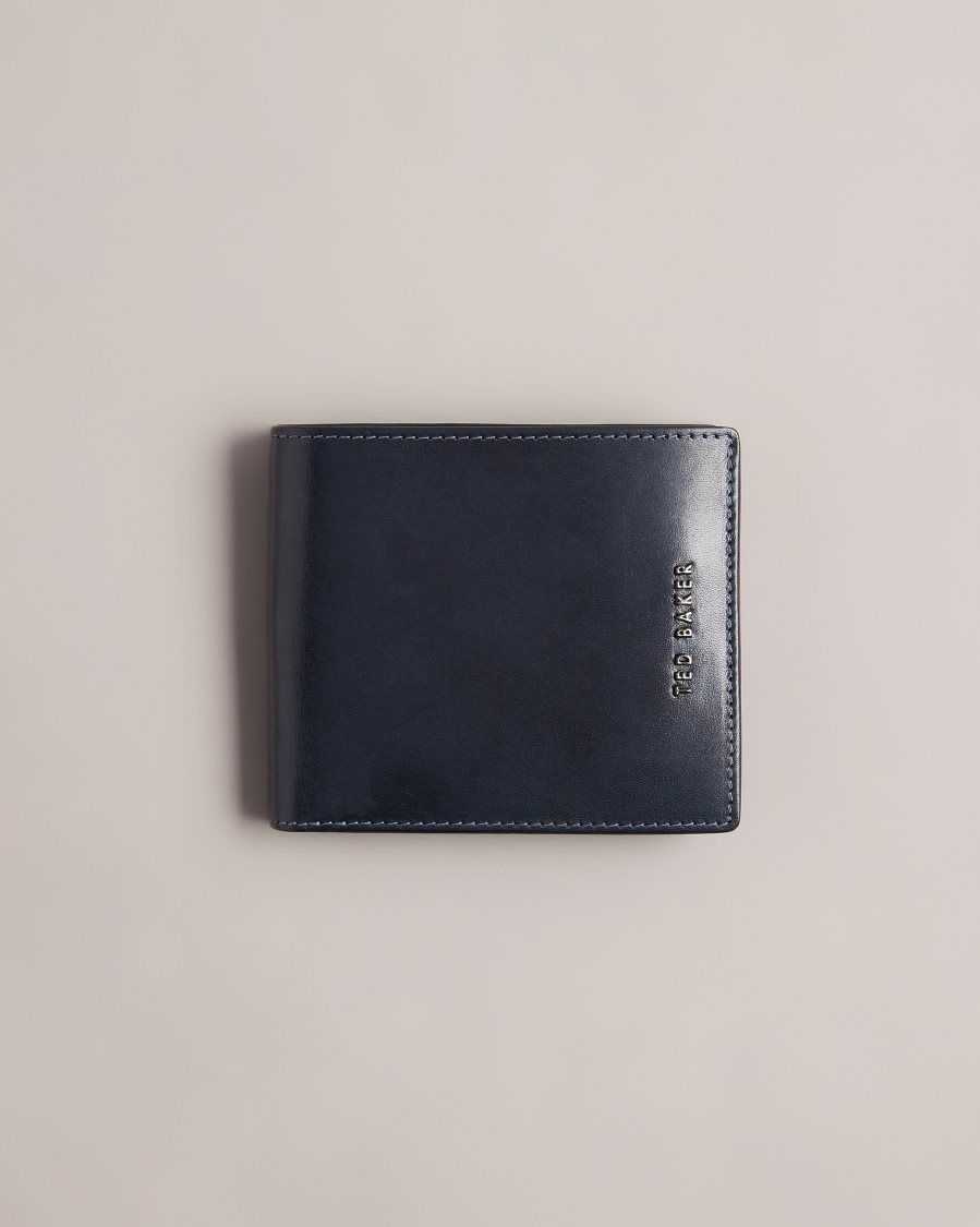 Ted Baker Sammed Folded Leather Wallet Navy | 7328094-HX