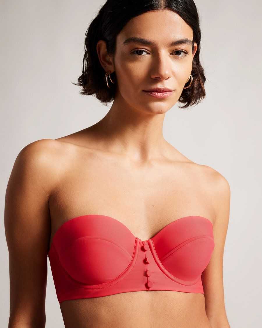 Ted Baker Santine Balconette Bikini Top With Button Details Coral | 4216857-CP