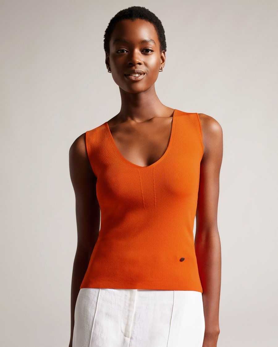 Ted Baker Sarhaa Engineered Knit Top Pale Orange | 3140862-GL