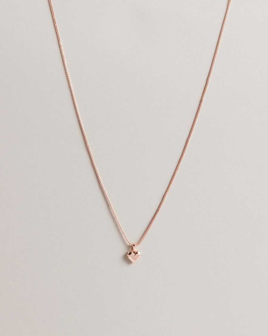 Ted Baker Sarroha Sparkle Heart Pendant Necklace Rose Gold Colour | 1647920-QC