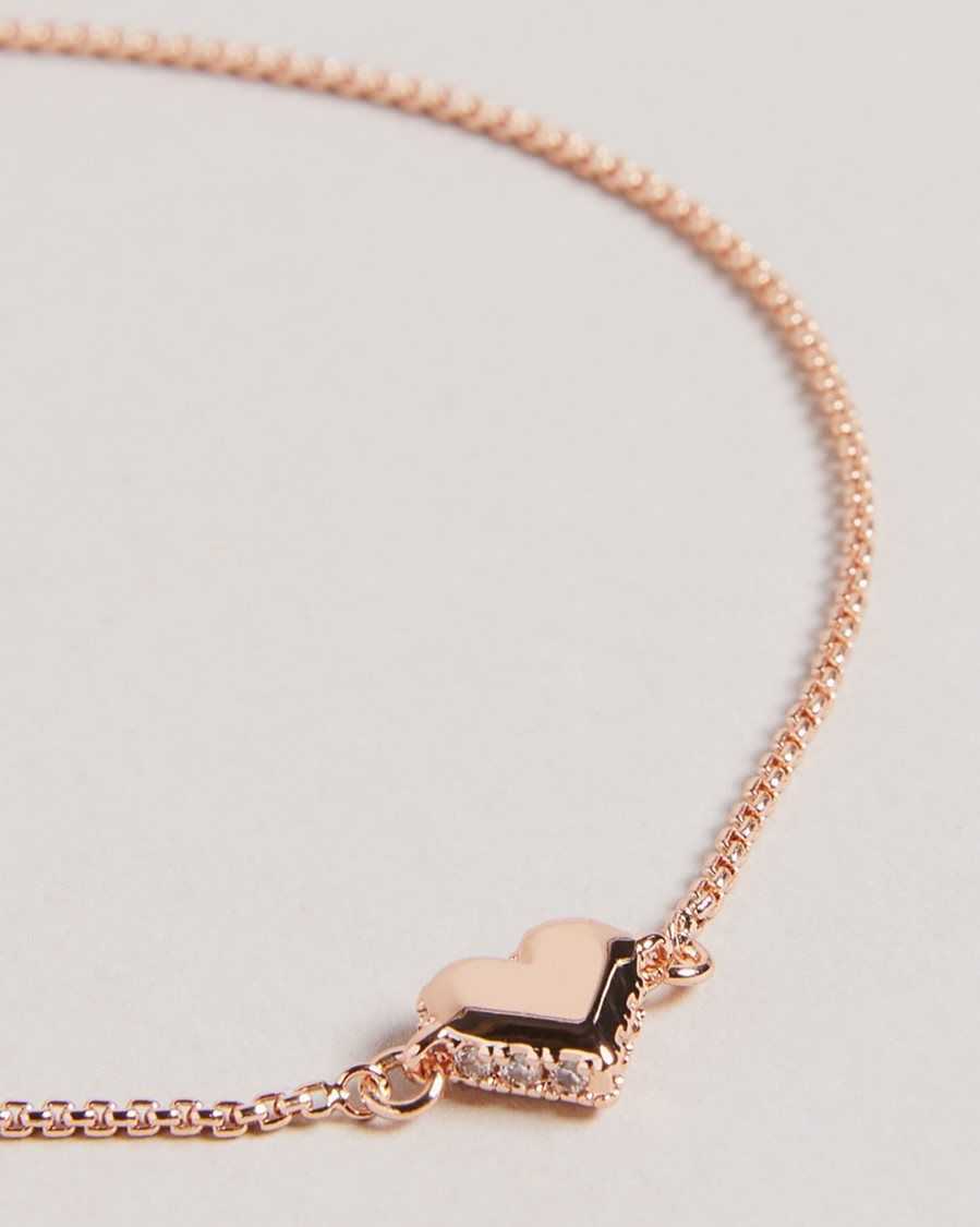 Ted Baker Sarsah Sparkle Heart Drawstring Bracelet Rose Gold Colour | 3091265-LH