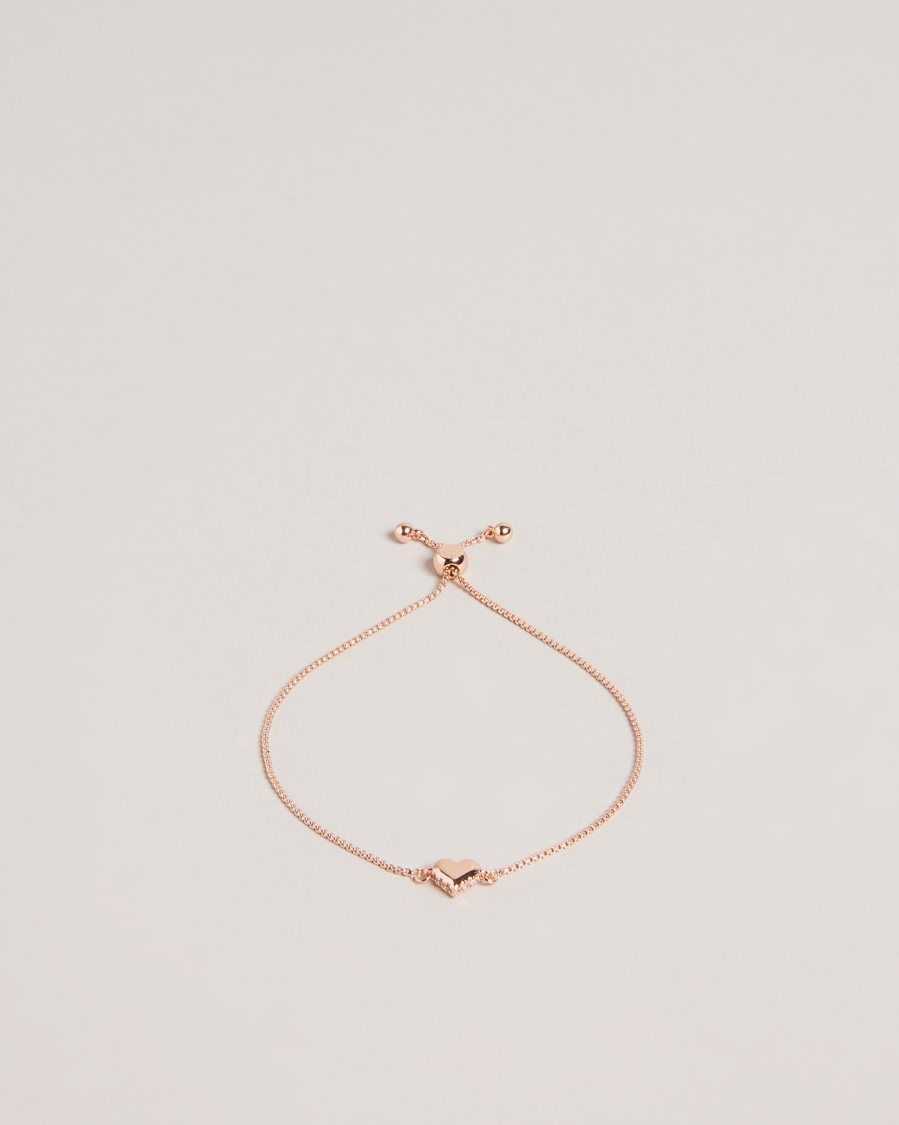 Ted Baker Sarsah Sparkle Heart Drawstring Bracelet Rose Gold Colour | 3091265-LH