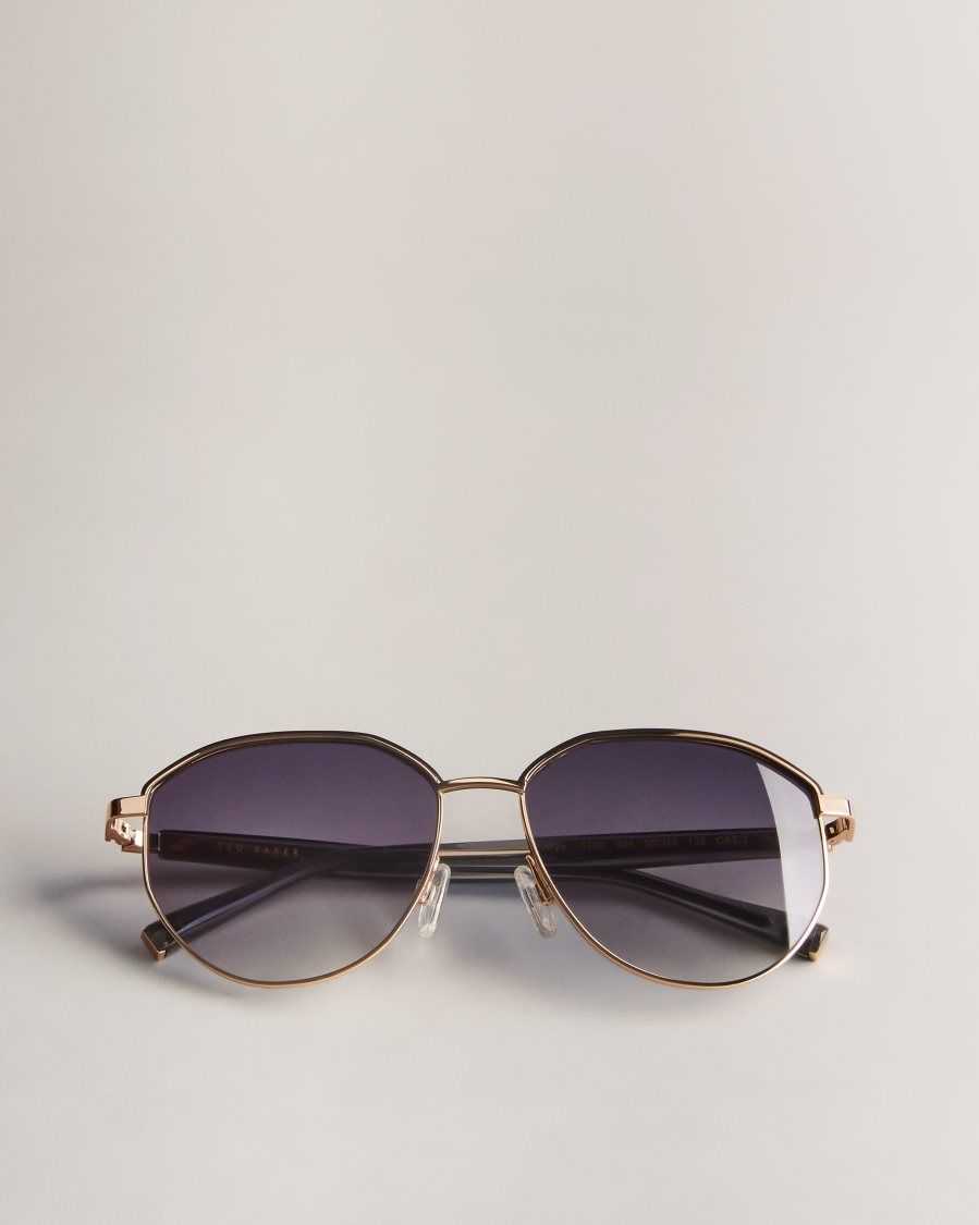 Ted Baker Sarya Classic Round Frame Sunglasses Gunmetal | 7961852-ZQ