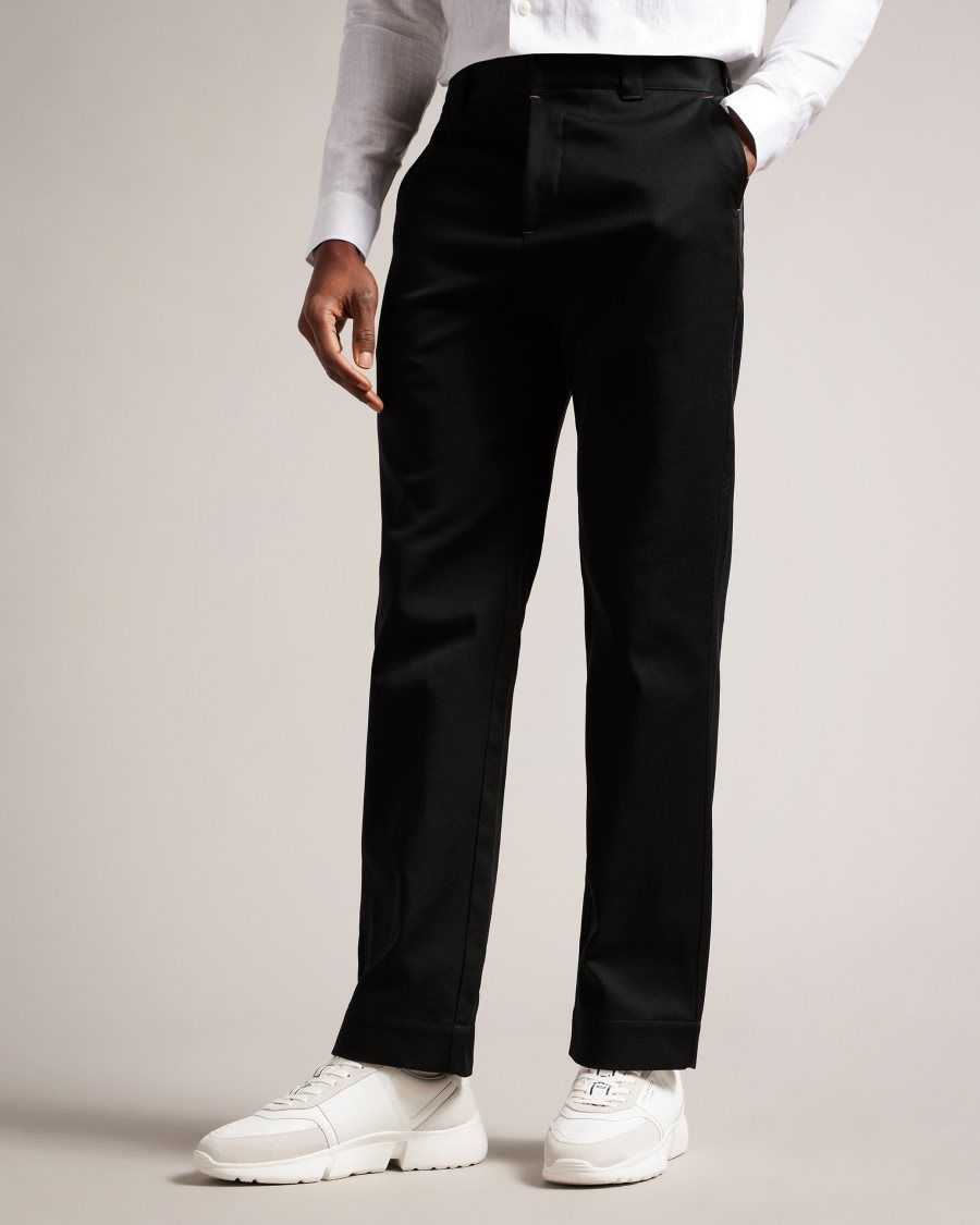 Ted Baker Sediman Straight Leg Cotton Trousers Black | 6159073-NO