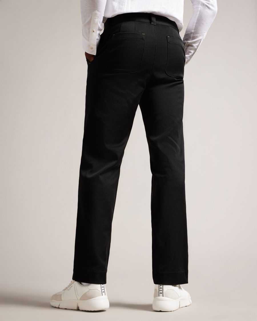 Ted Baker Sediman Straight Leg Cotton Trousers Black | 6159073-NO