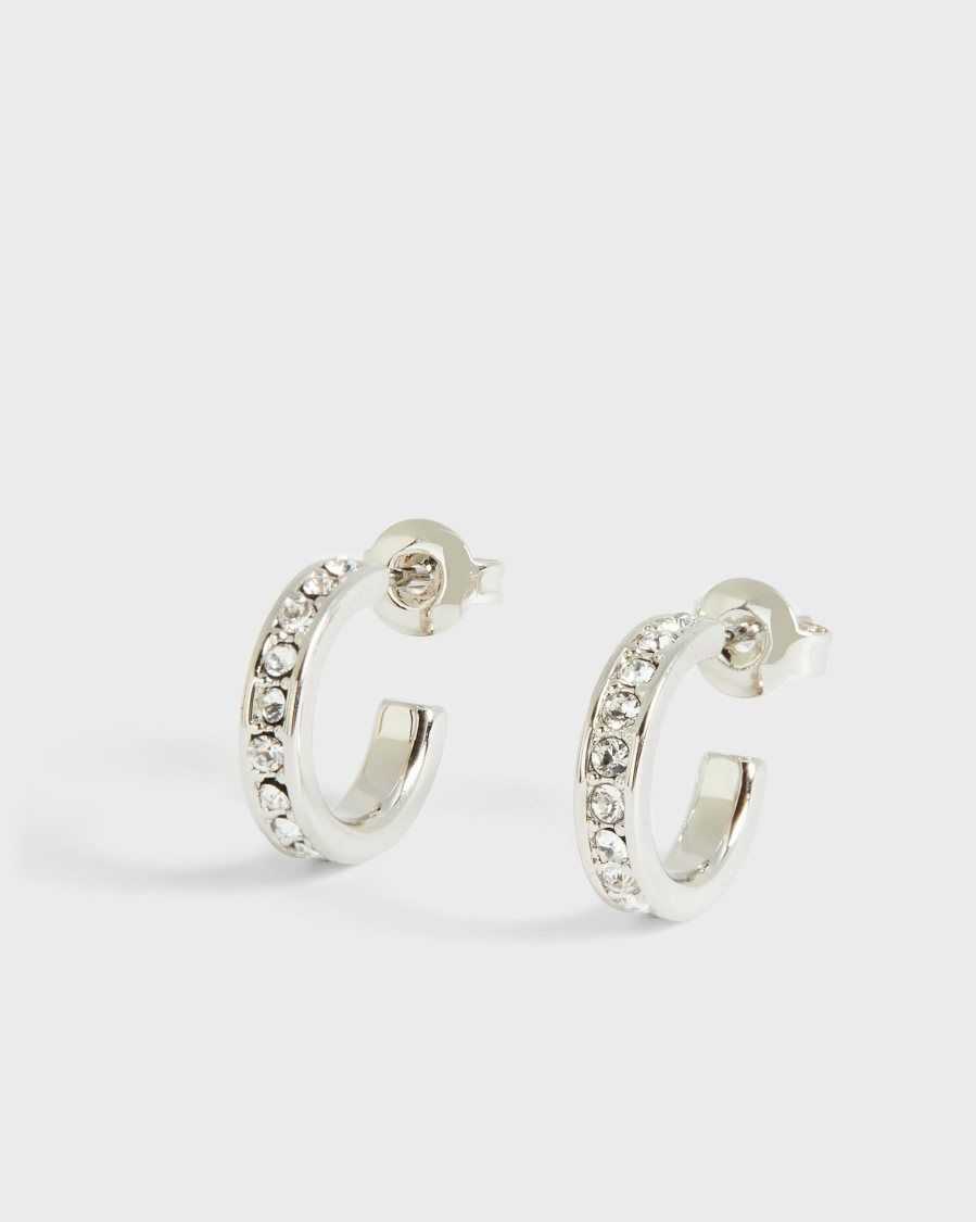 Ted Baker Seenita Nano Hoop Huggie Earrings Silver Colour | 6280574-KJ