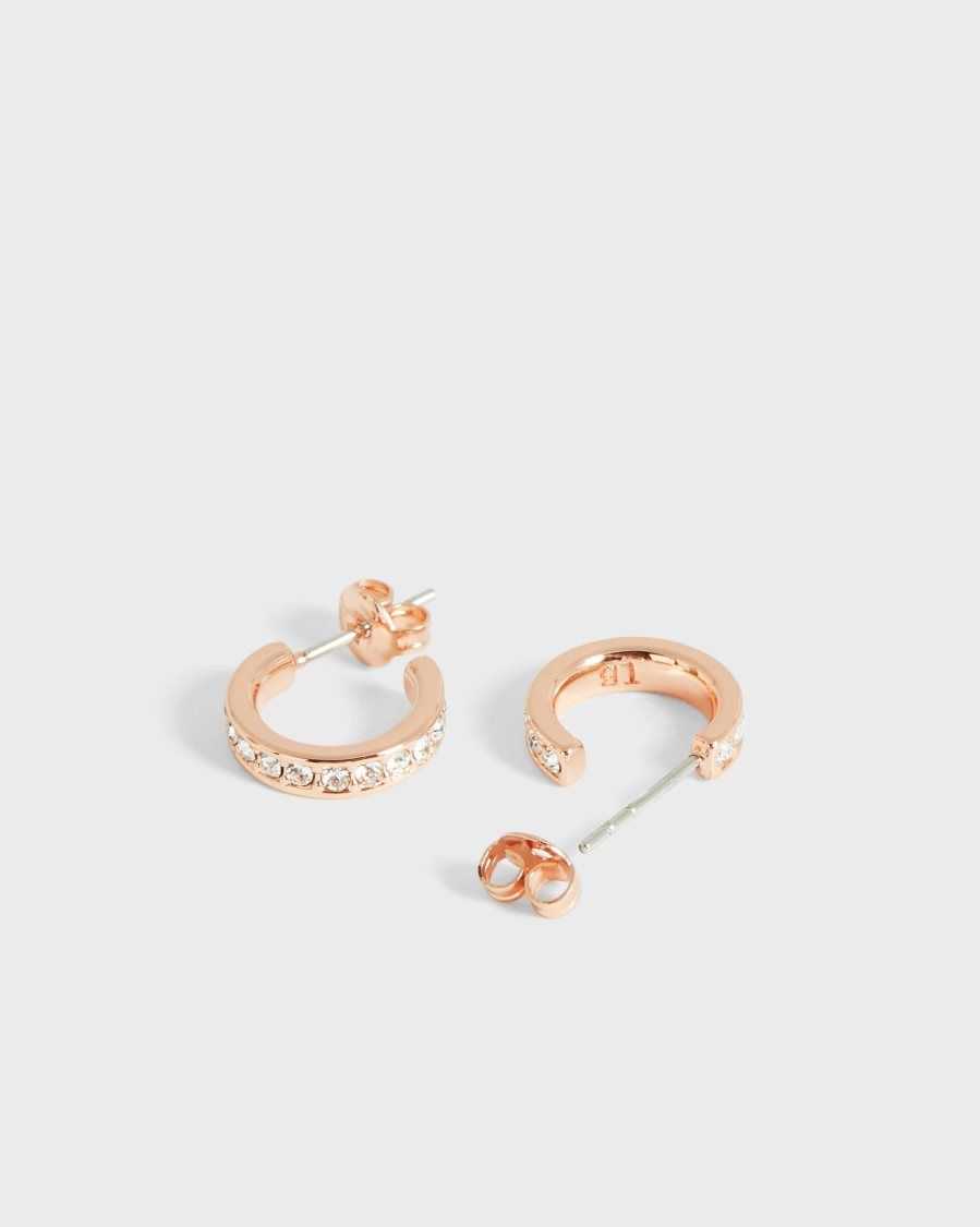 Ted Baker Seenita Nano Hoop Huggie Earrings Rose Gold Colour | 6304527-NA