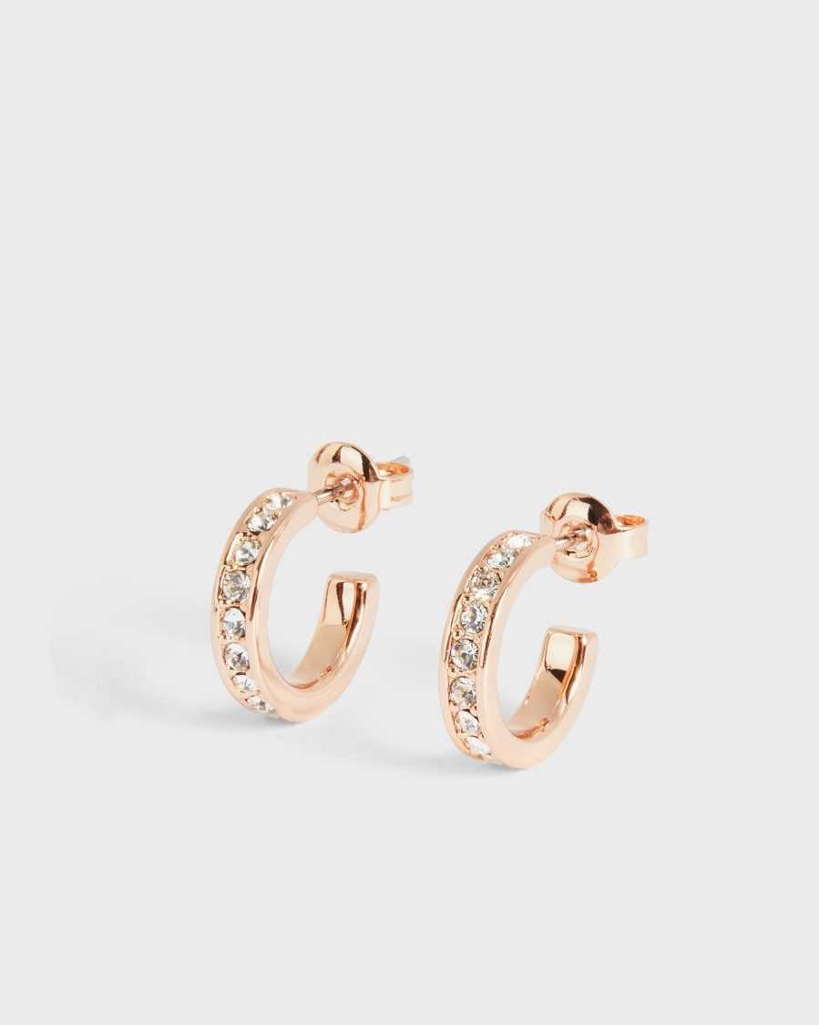 Ted Baker Seenita Nano Hoop Huggie Earrings Rose Gold Colour | 6304527-NA