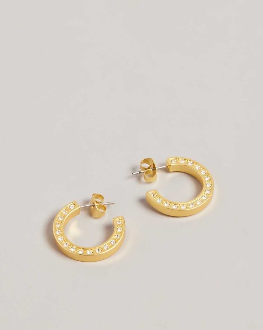 Ted Baker Senatta Crystal Hoop Earrings Gold Colour | 1294368-PE