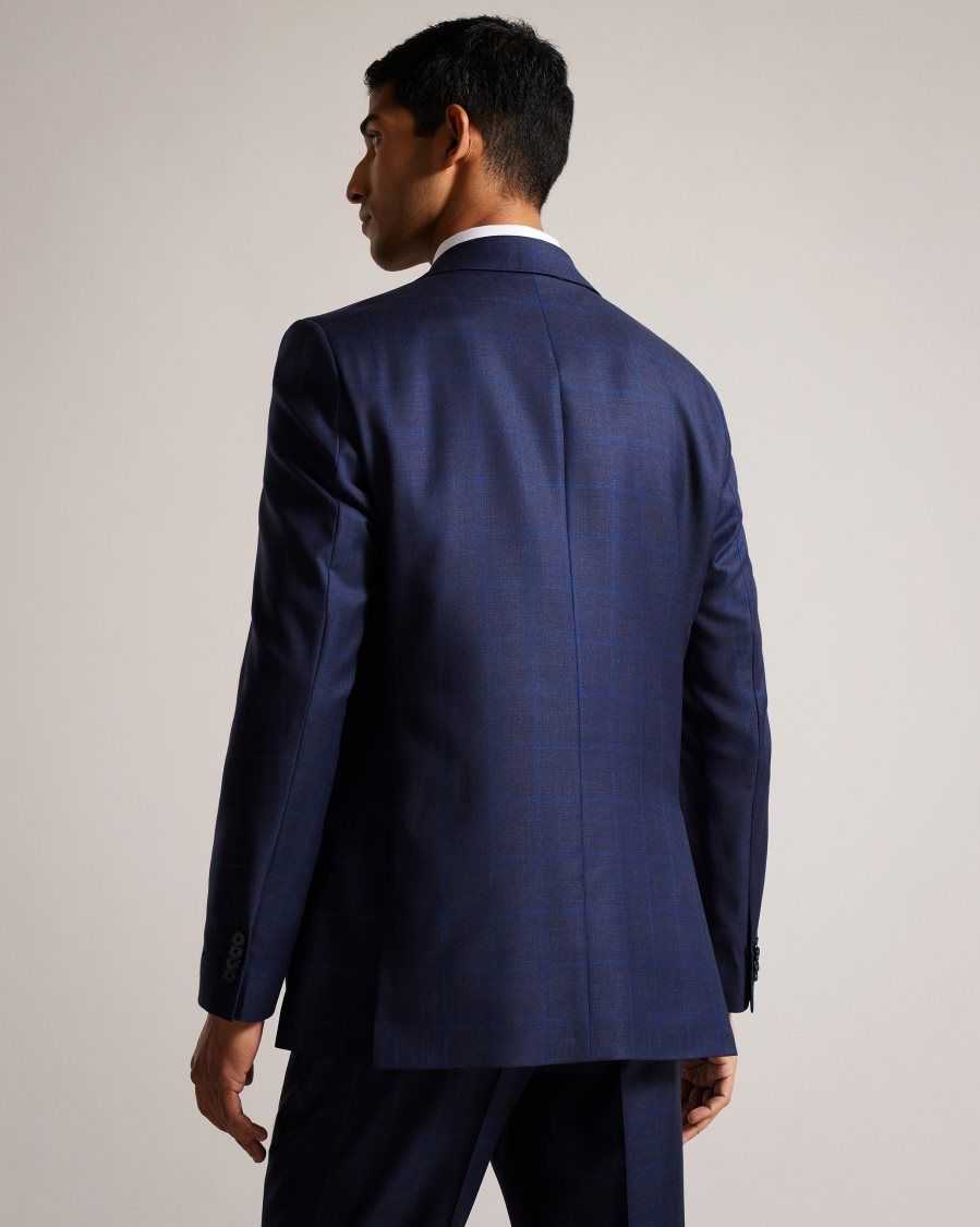 Ted Baker Sennejr Wool Check Suit Jacket Blue | 3517928-AT